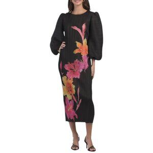 NANCY YANG Floral Crinkle Dress